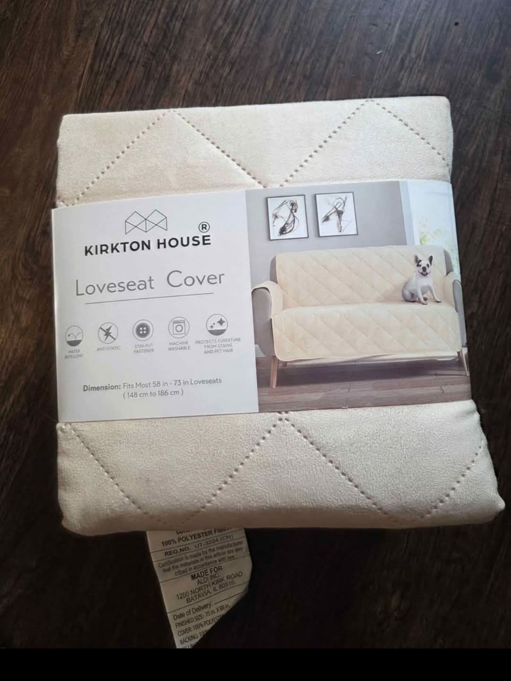 Kirkton House Cream Loveseat Cover - Quilted Protection